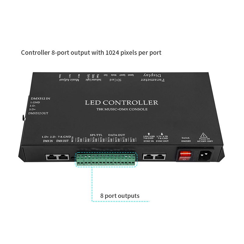 Ws2812B - Consola de música T8K + DMX,