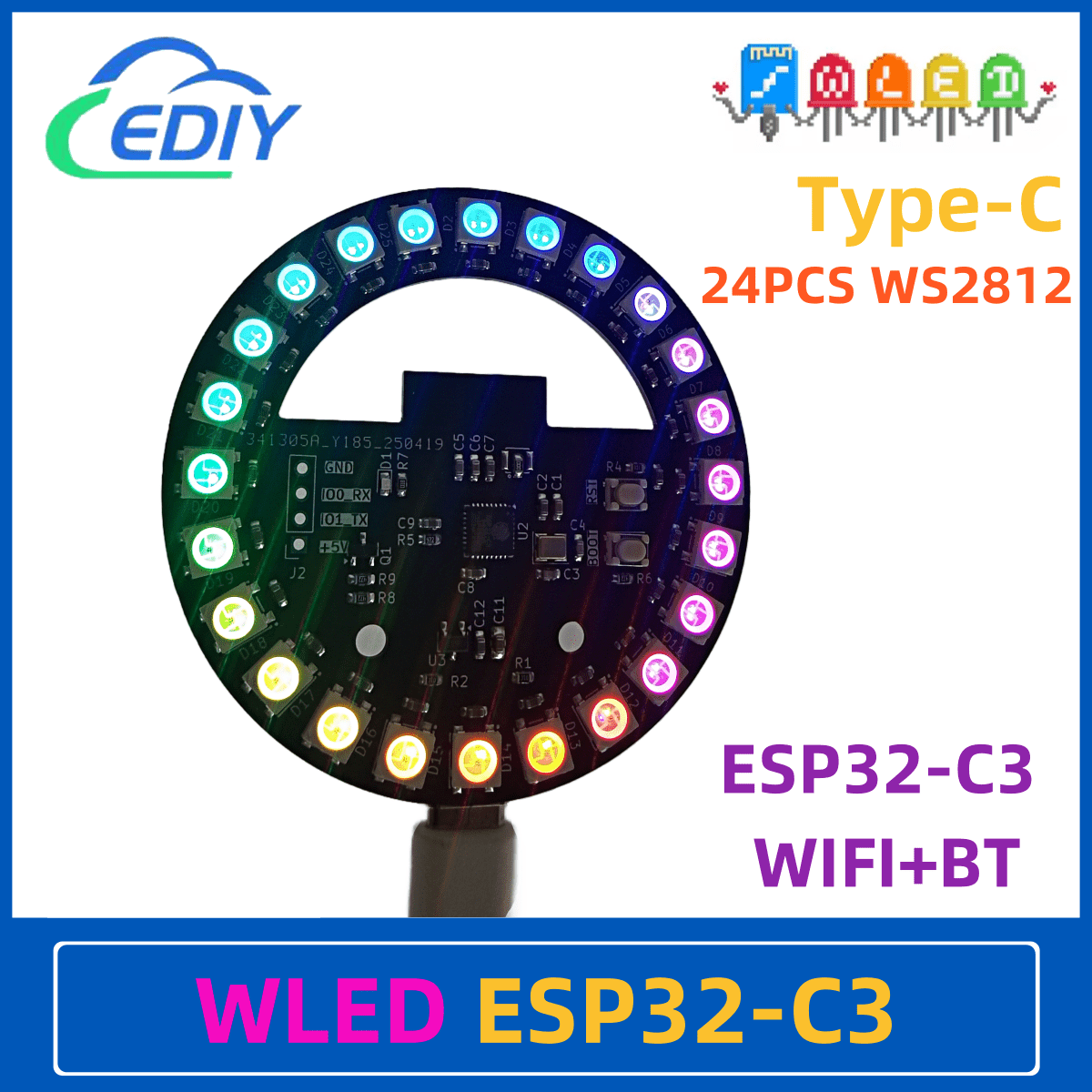 Ws2812B - Placa de desarrollo WLED ESP32-C3, luz