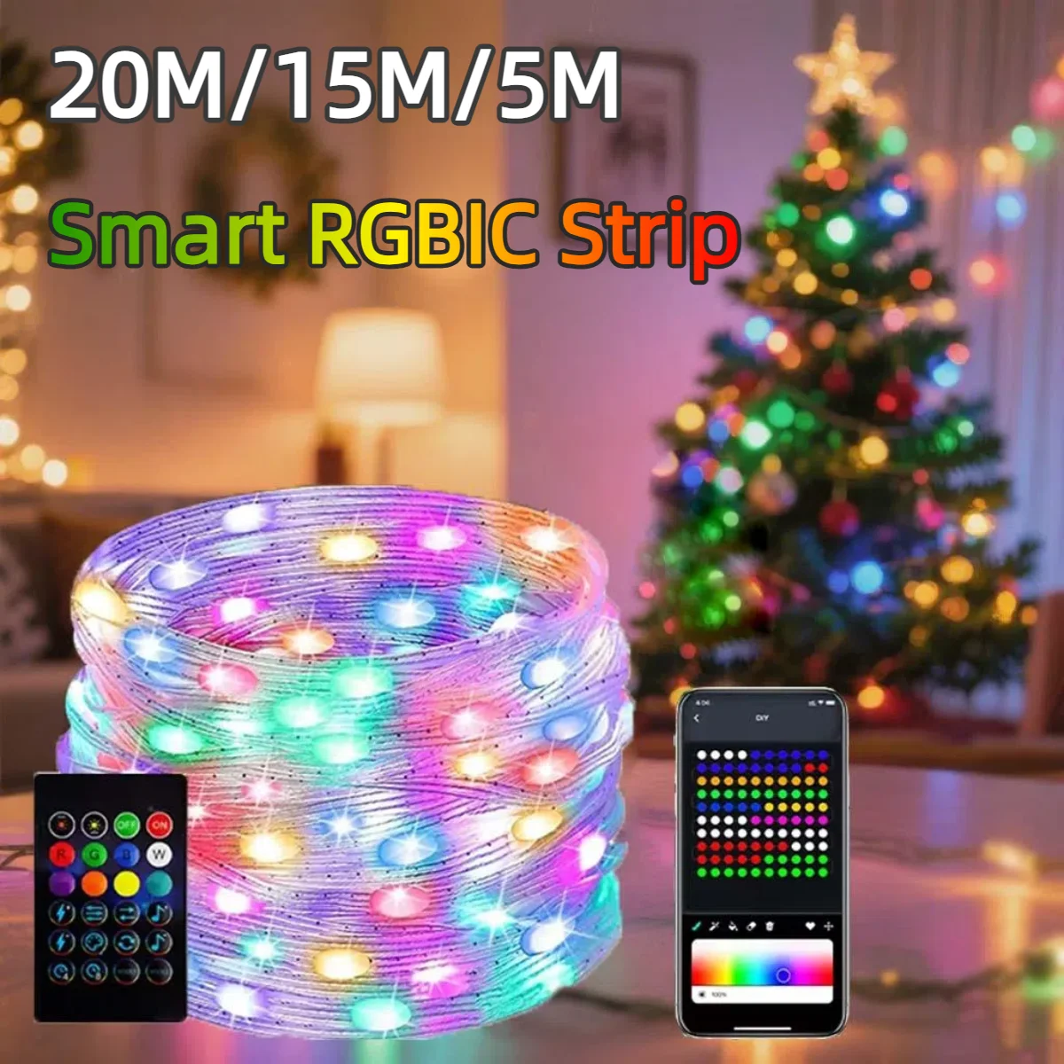 20M/10M/5M USB inteligente 5V  - Ws2812B reseña y precio