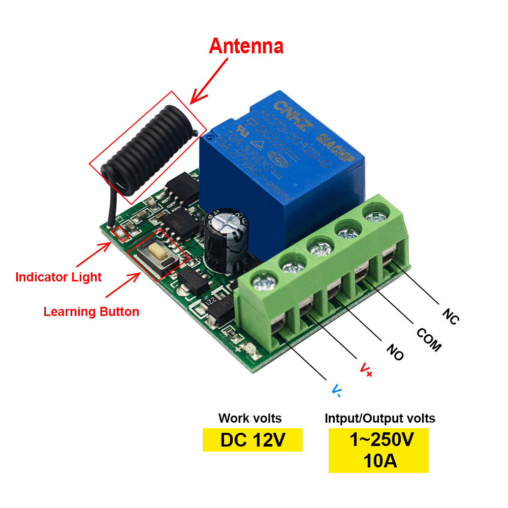 QIACHIP 433MHz DC 12V interrup - Relay Module 4 Channel reseña y precio