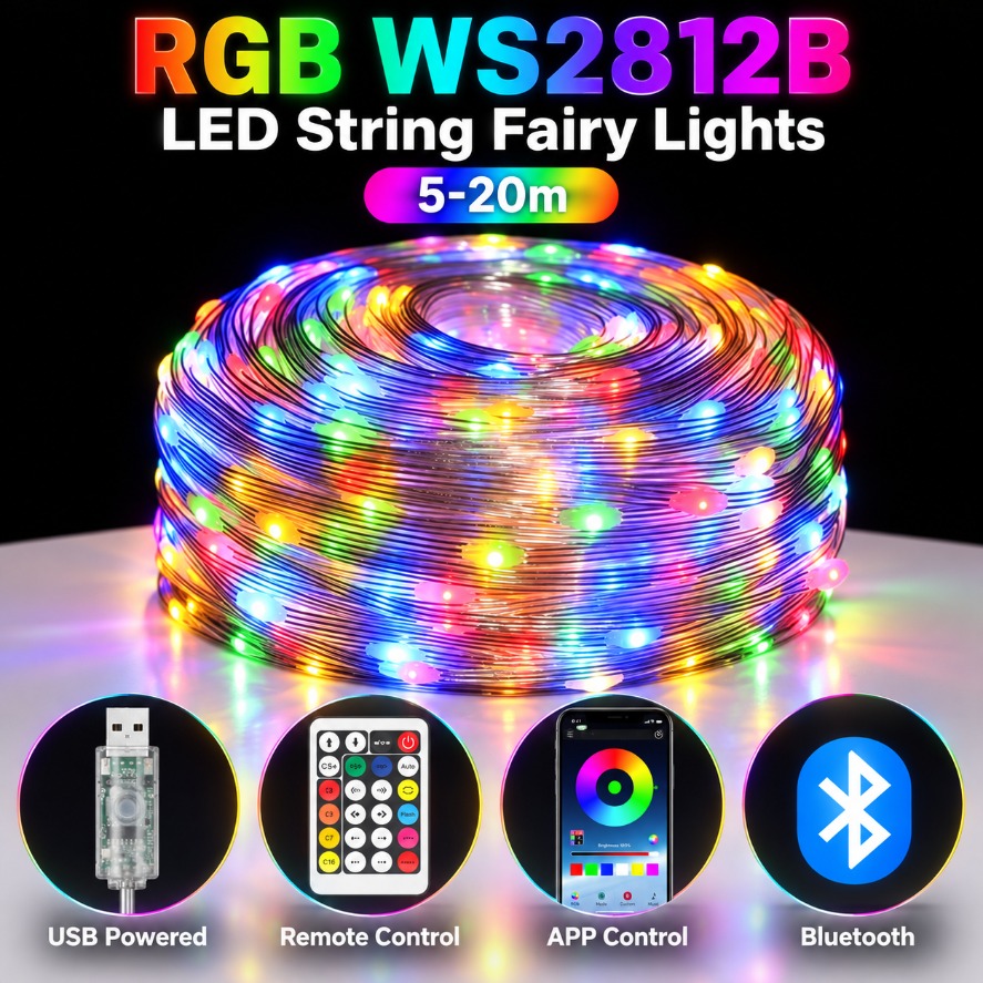 Guirnalda de luces LED RGB WS2 - Ws2812B reseña y precio