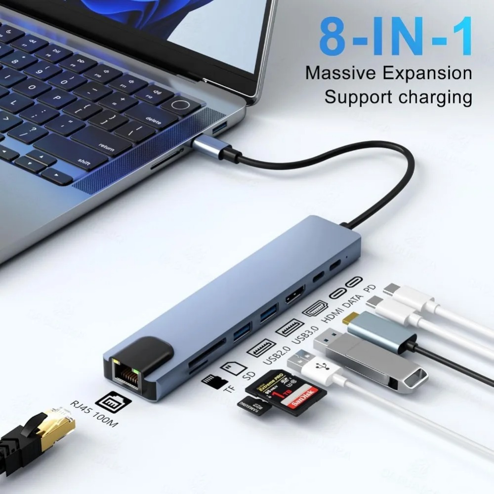 Hub USB C 8/7 en 1, Adaptador  - Sd Card Module reseña y precio