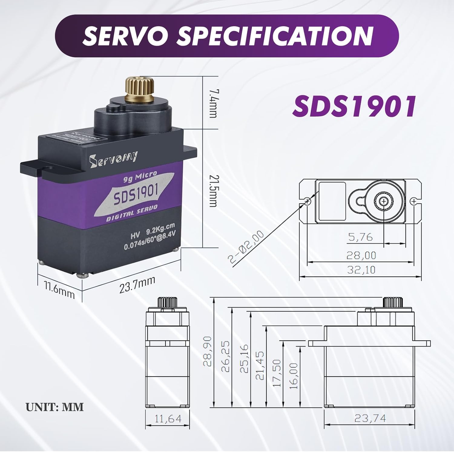 SERVOMY-SDS1901 Digital 9G Mic - Servo Sg90 reseña y precio