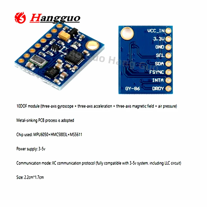 GY-86 10DOF MS5611 HMC5883L MP - Mpu6050 reseña y precio